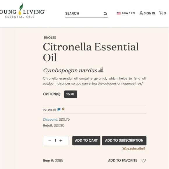 NWT Young Living Citronella essential oil - 15ml - Picture 7 of 7